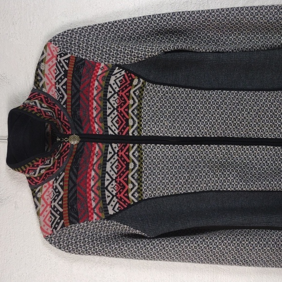Icelandic Design Grey Fair Isle Wool Long Sleeve Full Zip Cardigan Sweater - Picture 2 of 15